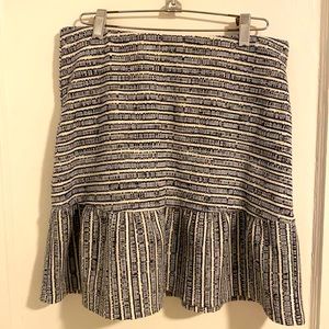 Loft size small blue and white striped skirt